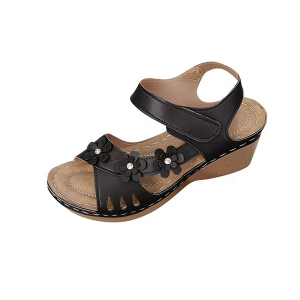 Women's Comfort Block Heel Sandals – Floral Adjustable Strap Dress Shoes