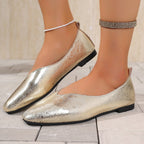 French Style Low-heeled Flat Leather Shoes