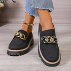 Metal Chain Thick-soled Versatile Casual Loafers