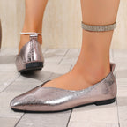 French Style Low-heeled Flat Leather Shoes