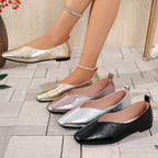 French Style Low-heeled Flat Leather Shoes