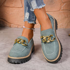 Metal Chain Thick-soled Versatile Casual Loafers