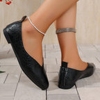 French Style Low-heeled Flat Leather Shoes