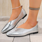 French Style Low-heeled Flat Leather Shoes