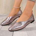 French Style Low-heeled Flat Leather Shoes