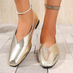 French Style Low-heeled Flat Leather Shoes
