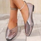 French Style Low-heeled Flat Leather Shoes